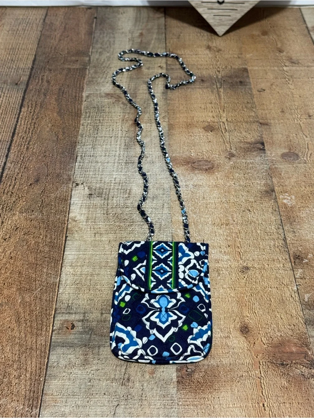 Vera Bradley Crossbody Ink Blue Mini Hipster Bag Purse Cellphone  Excellent cond